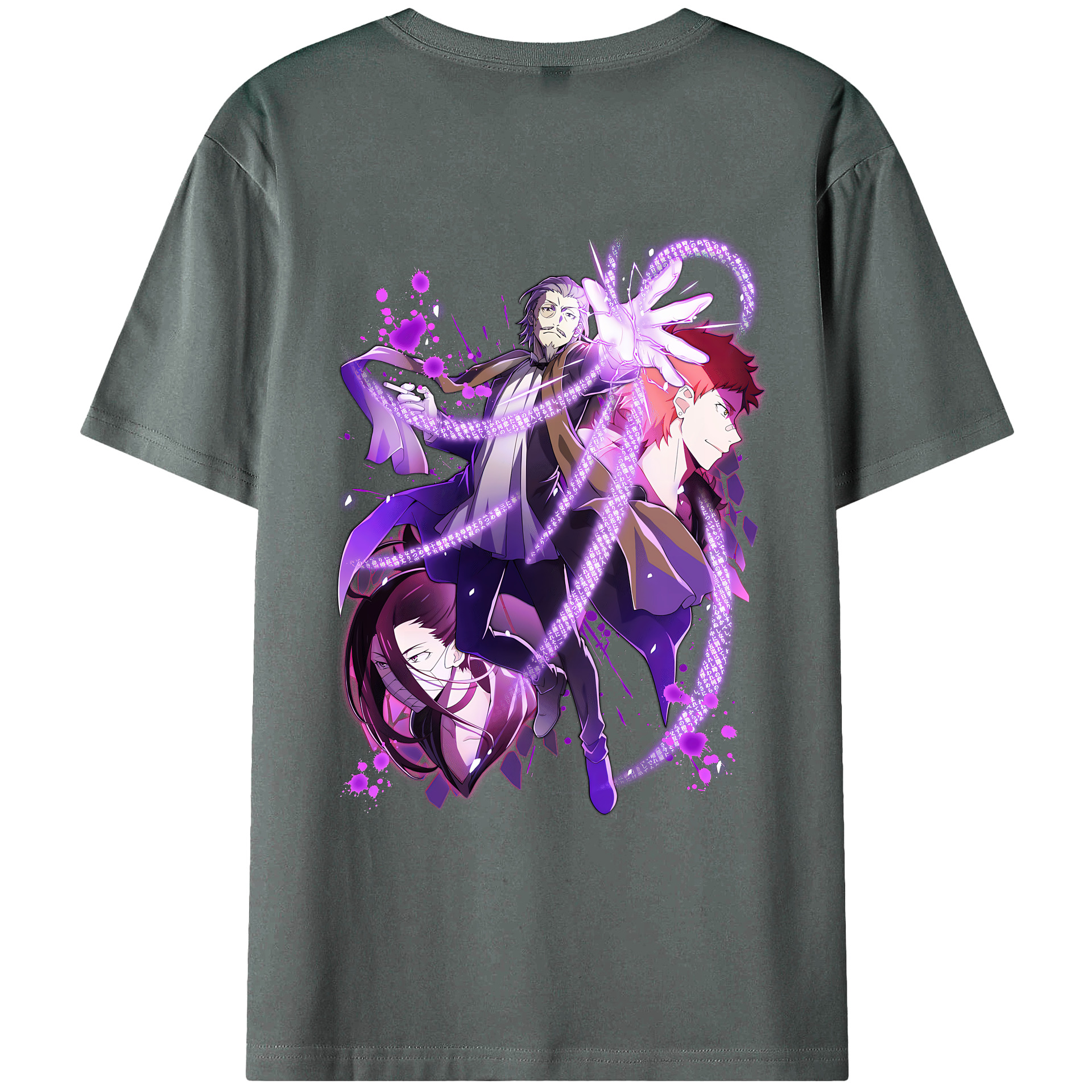 （画像用） 文豪ストレイドッグス Bungo Stray Dogs 綿100％ メンズ半袖Tシャツ（バックプリント） 通気性